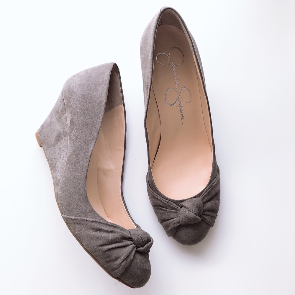 Jessica Simpson Taupe Wedge Pumps